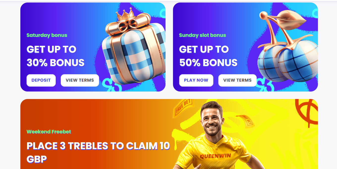 QueenWin Reload Bonuses